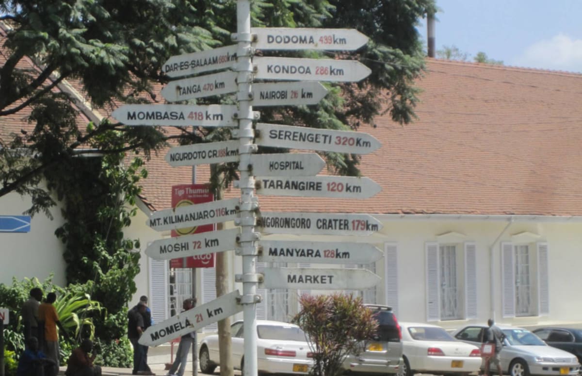 Road Sign in Arusha City Center Safarisoko