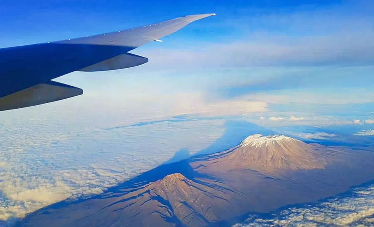 Arial View of Mount Kilimanjaro from a Plane Safarisoko