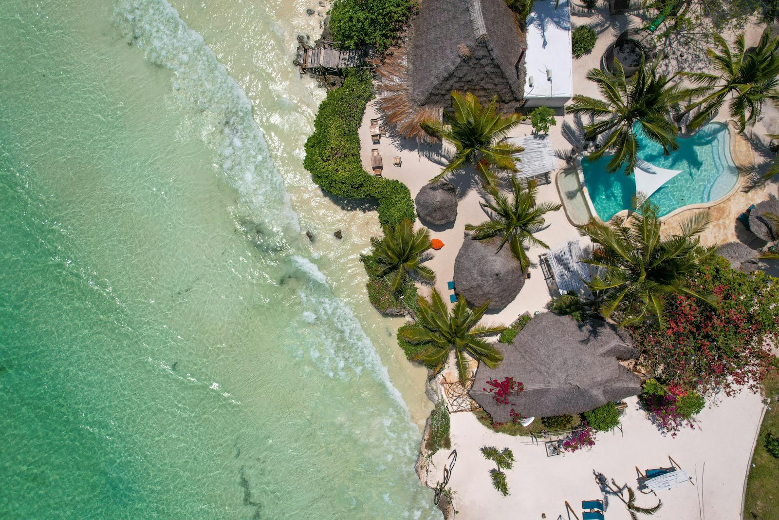 Top View of a Tropical Resort on Zanzibar, Tanzania